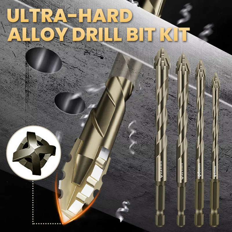 High-Strength 4-Flute Serrated Eccentric Drill Bit Kit | Heavy Duty Tool Set