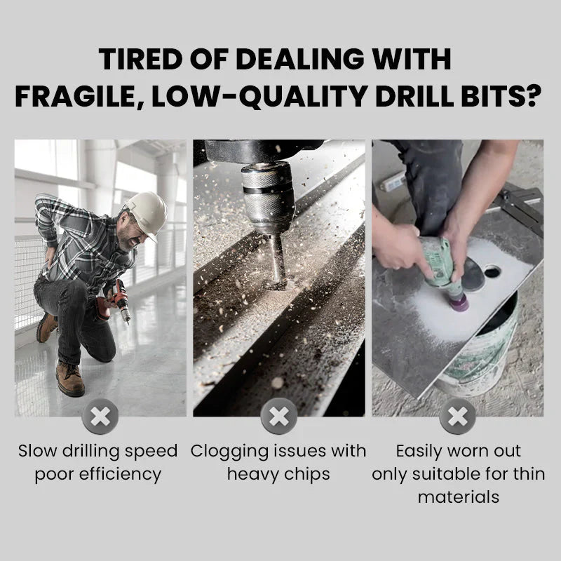 High-Strength 4-Flute Serrated Eccentric Drill Bit Kit | Heavy Duty Tool Set