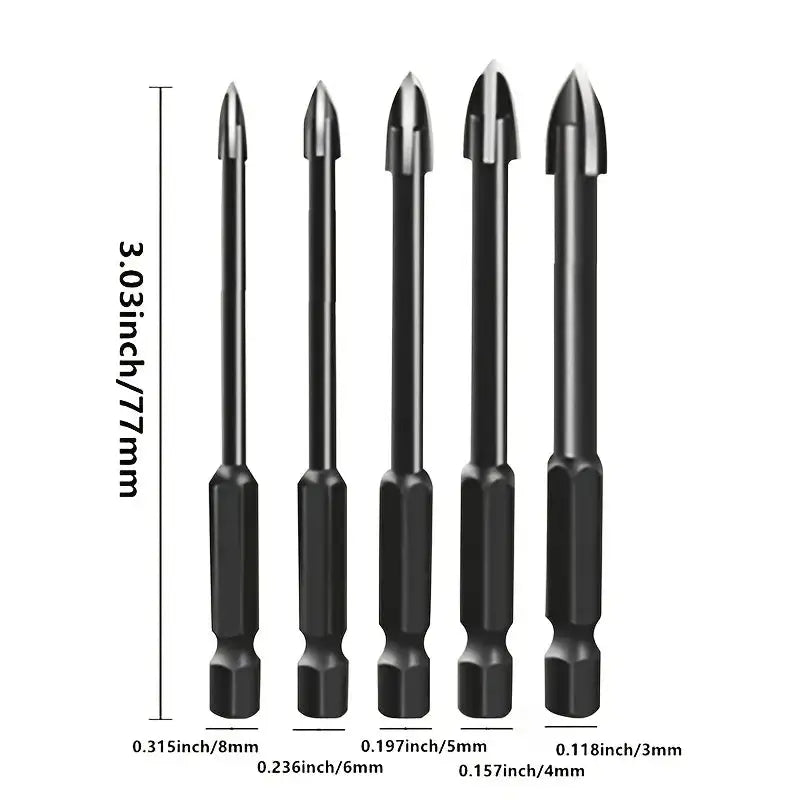 5-Piece Universal Carbide Drill Bit Set